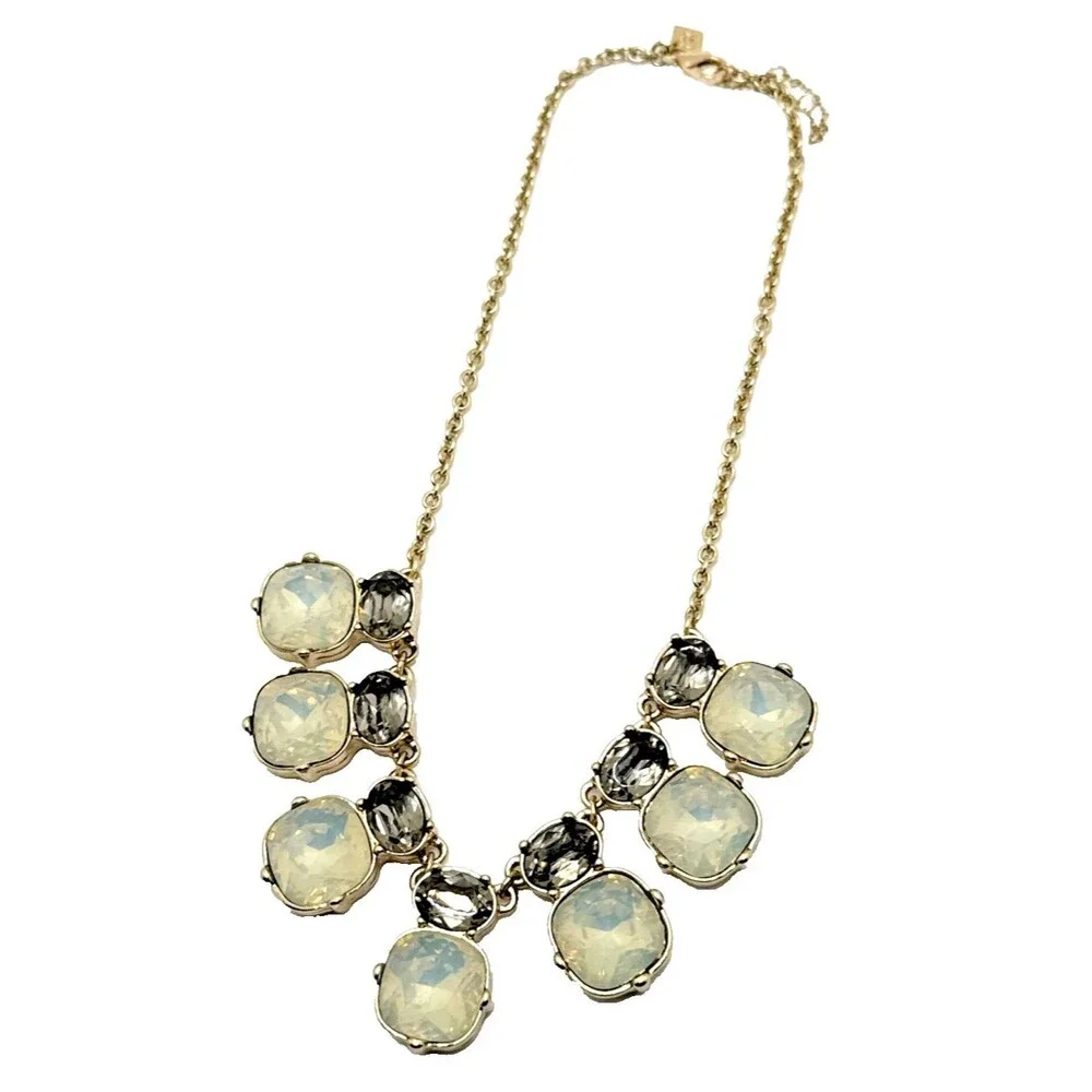 Banana Republic Bib Necklace Gold Tone Faceted Cabochon Statement NWOT 16-19
